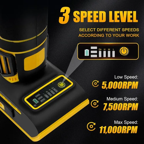 Vista 4 de Amoladora de troquel inalámbrica compatible con batería DEWALT de 20 V máximo, mandril de precisión de 1/4", motor sin escobillas de 11000 RPM