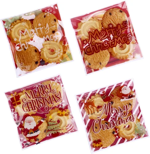 Vista 7 de 200 unidades de 5.5 x 5.5 pulgadas con bonito lazo de encaje transparente para asar galletas, regalo de bricolaje, plástico para dulces, envoltura