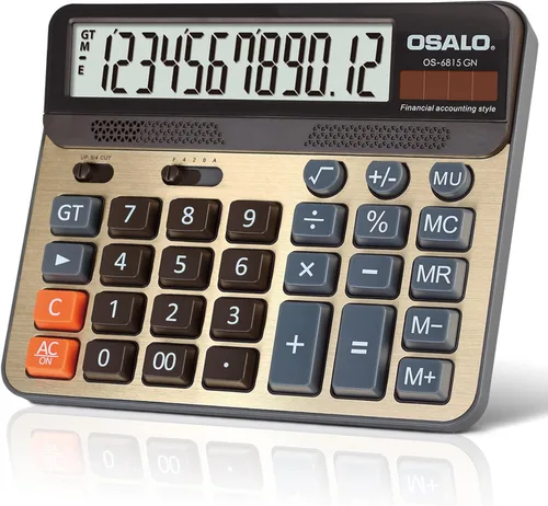 Vista 10 de Calculadora de escritorio extra grande de 5 pulgadas, pantalla LCD de 12 dígitos, calculadora contable de números grandes con botón de respuesta