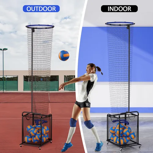 Vista 6 de Red de entrenamiento de voleibol ajustable en altura y ángulo, red de entrenamiento de voleibol en casa con ruedas y bolsa de colección