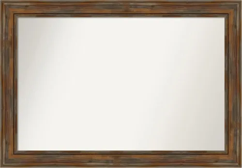 Vista 371 de Amanti Art Espejo de baño marrón para sobre fregadero, 26 x 26 pulgadas, espejo de tocador cuadrado marrón rústico Alexandria, marco de madera