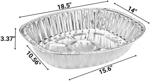 Vista 50 de Sartenes de aluminio extra grandes desechables y duraderos para pavos, forma ovalada para pollo, carne, pechuga, asado, horneado, reciclable junto