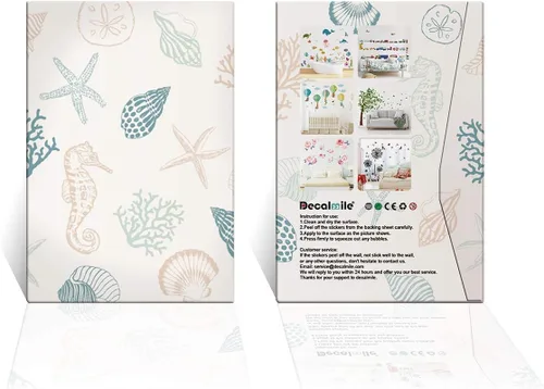 Vista 6 de decalmile Calcomanías de pared de tortugas marinas bajo el mar, calcomanías de pared de algas marinas, decoración de pared para dormitorio, baño