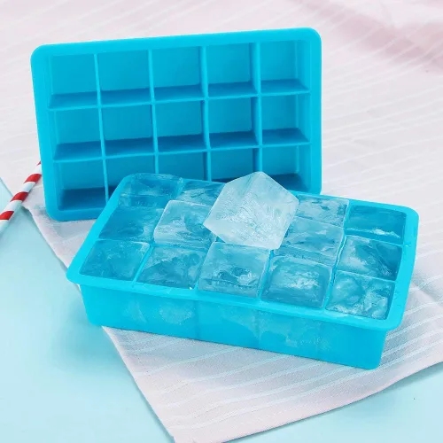 Vista 6 de Webake Bandejas de cubitos de hielo y bandeja de silicona para congelador de 2 cucharadas, bandeja para cubitos de hielo de whisky de 15 cavidades