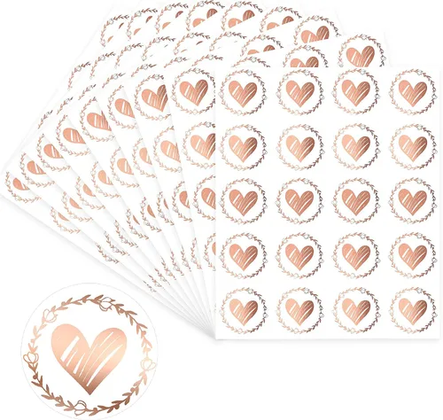 Vista 8 de Zonon 500 sellos transparentes de corazón para sobre, calcomanías de corazón de boda, calcomanías de amor, calcomanías de amor redondas de 1.26 Negro