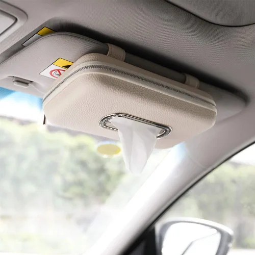 Vista 2 de Soporte para pañuelos de automóvil, soporte para servilletas para visera de automóvil, soporte de pañuelos para visera de automóvil, soporte de Beige