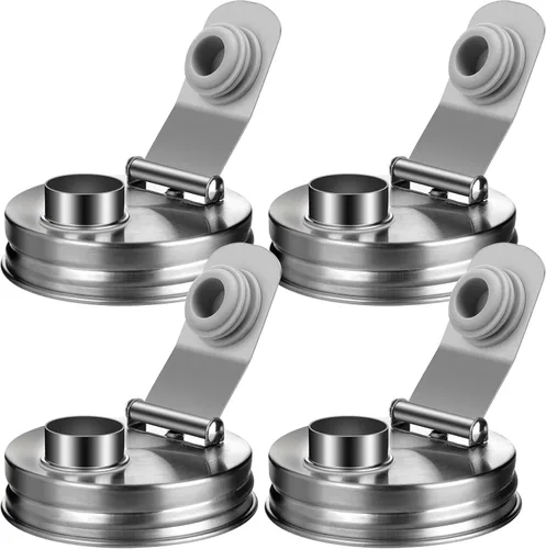 Vista 15 de Tapa de Pico Vertedor para Frasco Mason de Acero Inoxidable con Mango, Tapas de Pico Vertedor Abatible de Boca Ancha para Frascos Mason, Cubierta