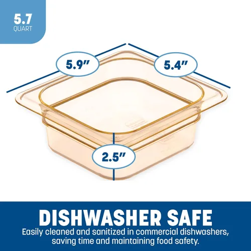 Vista 4 de Carlisle StorPlus bandeja para alimentos de alto calor, 1/6-(de) tamaño, 2.5 in de profundidad/profundo, muesca fácil-elevar, resistente al calor