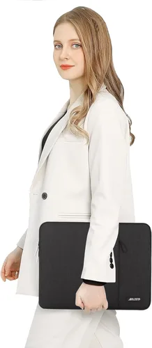 Vista 45 de MOSISO Funda vertical de poliéster con bolsillo para laptop de 13 pulgadas, para computadora MacBook Air M4, M3, M2 y M1 de 2025 a 2018 y Pro M2