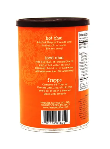 Vista 2 de Fireside Coffee Company - Latte de té Chai de vainilla - 8 onzas - Especias en polvo - Hot Chai - Chai helado - Latte