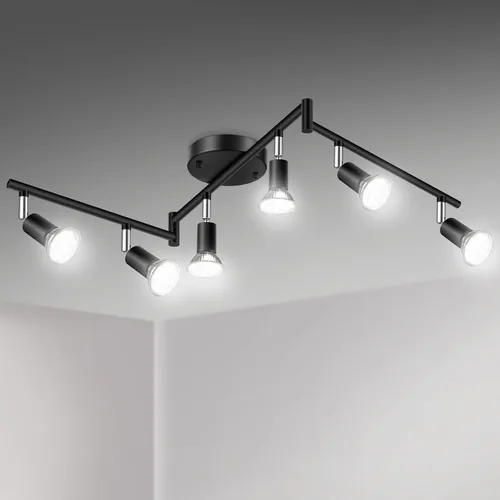 Vista 11 de Kit de iluminación LED de pista Unicozin, iluminación de techo de 8 direcciones con acabado de níquel mate, cabezal de luz flexible giratorio, luz