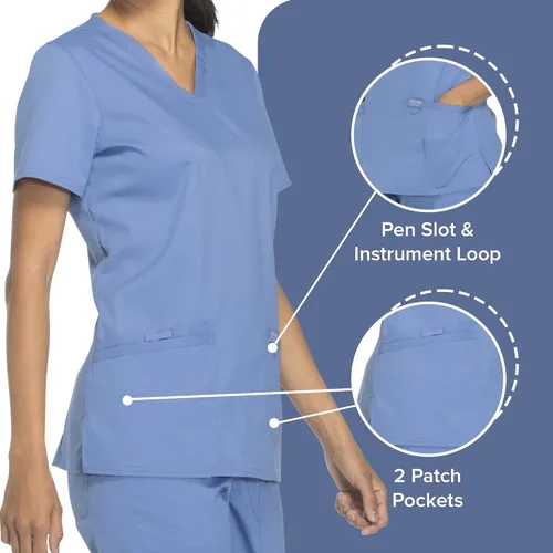Vista 4 de Workwear Revolution Mujeres Scrubs Top V-cuello WW620