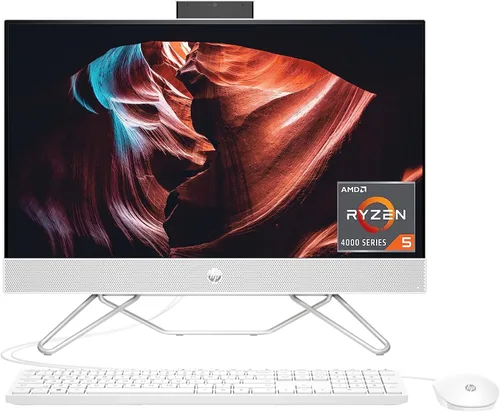 HP PC todo en uno, pantalla táctil FHD de 23.8 pulgadas, procesador AMD Ryzen 5, gráficos AMD Radeon, 12 GB de RAM, SSD de 512 GB, Windows 11 Home,