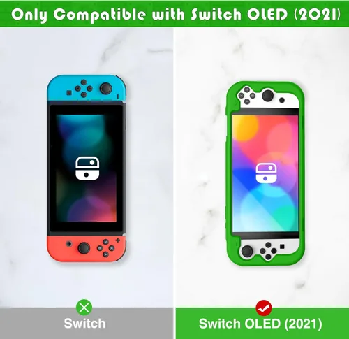 Vista 8 de KENOBEE Funda de silicona compatible con Nintendo Switch OLED modelo 2021, suave y ligera, con agarre ergonómico con absorción de golpes y diseño