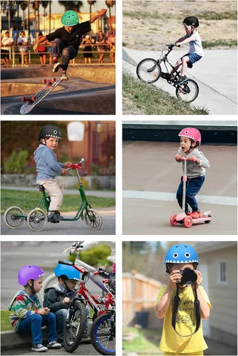Vista 6 de Casco XJD de bicicleta para niños, juego de equipo de protección multideportivo para niños de 3 a 14 años, con rodilleras, coderas y muñequeras