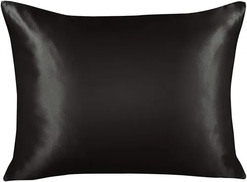Vista 60 de ShopBedding - Lujosa funda de almohada de satén para el cabello, 2 unidades, satinada, estándar, con cremallera, estampado de cebra marrón, Blissford