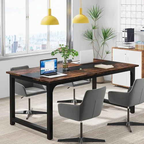 Vista 137 de Tribesigns - Escritorio moderno para computadora, 70.8 x 35.4 pulgadas, escritorio ejecutivo grande de oficina, mesa de estudio, estación de trabajo