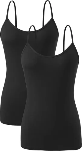 AMVELOP 2-4 piezas Camisola para mujer, camiseta sin mangas casual, camiseta interior de capa ajustable, camiseta sin mangas con tirantes delgados