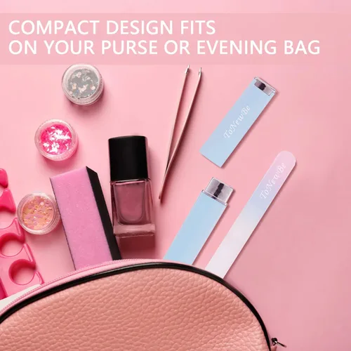 Vista 8 de Lima de uñas de vidrio en estuche, lima de uñas de cristal, lima checa, lima de uñas grabadas de doble cara para arte de uñas y cuidado de uñas