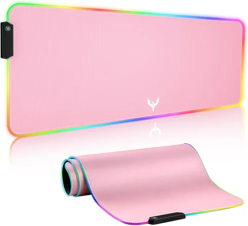 Vista 8 de BladeHawks Alfombrilla de mouse RGB extra grande para juegos, 14 modos de luz, alfombrilla de mouse LED suave extendida, base de goma