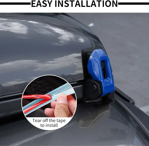 Vista 4 de CheroCar Pestillos de bloqueo del capó de Jeep, cubierta de soportes de enganche, accesorios externos, calcomanías de decoración para Jeep Wrangler