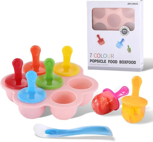 Vista 11 de Moldes de Silicona para Paletas, Moldes para Paletas de Hielo, Contenedor de Almacenamiento para Comida Casera, Moldes Pop DIY de Helados para Niños