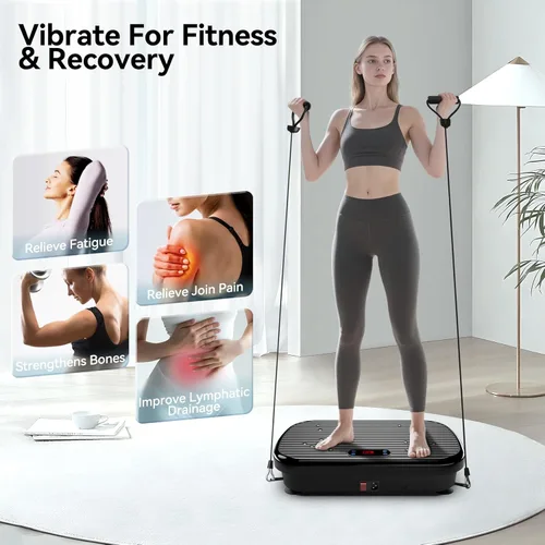 Vista 3 de Vibration Plate Exercise Machine Weight Loss, Whole Body Vibration Plate for Lymphatic Drainage, 180 Adjustable Speeds Vibrating Plate Fitness
