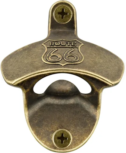 Vista 8 de Abridor de cerveza de cobre antiguo, montaje en pared, diseño vintage Route 66, abrebotellas para el hogar, bar, cocina