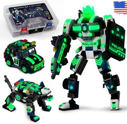 Vista 9 de JITTERYGIT Conjunto de juguetes de regalo con mech de robot del ejército, helicóptero militar creativo STEM, kit de bloques de construcción
