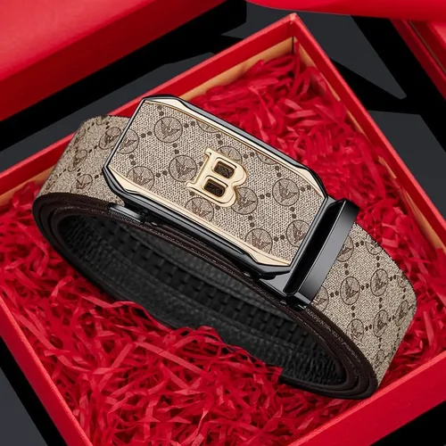 Vista 7 de VANNANBA Cinturón para hombre, cinturón de trinquete de moda de cuero genuino para hombres. Tamaño ajustable