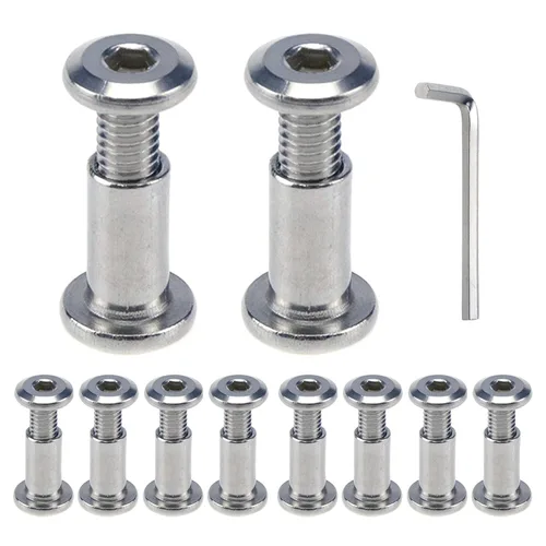 Vista 6 de MY MIRONEY 10 juegos de tornillos de fijación de tornillo hexagonal de acero inoxidable y tuercas de barril, para muebles, hebilla de cinturón