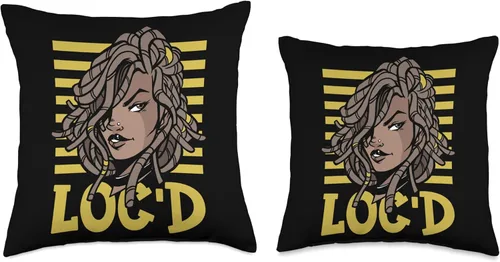 Vista 3 de It's the Locs For Me - Afro Hair Black American African Girl Throw Pillow