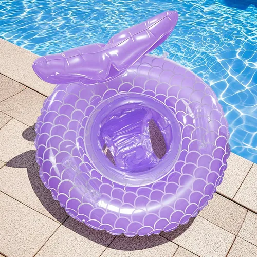 Vista 5 de Flotador de piscina para bebé, anillo inflable de sirena con asa de asiento, flotadores de piscina para bebés y niñas pequeños