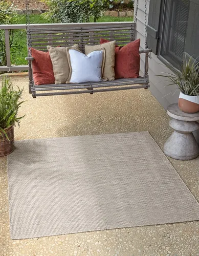 Vista 44 de Rugs.com Outdoor Solid Collection - Alfombra de pelo plano beige de 2 x 3 pulgadas, perfecta para entradas, cocinas, rincones de desayuno, piezas