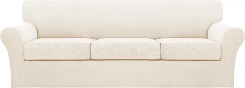 Vista 36 de Turquoize 2 fundas para sillas de sala de estar, funda de sofá con fundas de cojín individuales, funda de muebles para sillas (silla, beige biscotti)