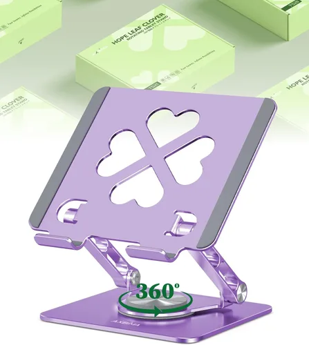 Vista 10 de Soporte para tablet para iPad, soporte de escritorio de aluminio giratorio de 360° – Soporte de escritorio ajustable y plegable compatible con iPad