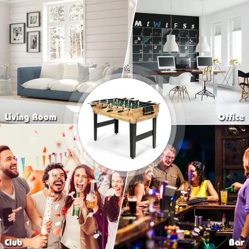 Vista 8 de GYMAX Mesa de Juegos Múltiples, Mesa de Juegos Combinada 10 en 1 con Mesa de Futbolín, Hockey, Mesa de Billar, Ping Pong, Shuffleboard, Bolos y 4