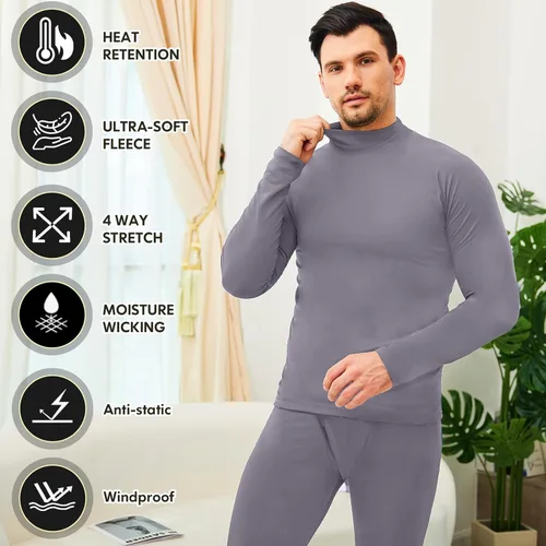 Vista 3 de CL convallaria Long Johns Thermal Underwear for Men Soft Fleece Lined Base Layer Cold Weather Top Bottom Set XS-4XL