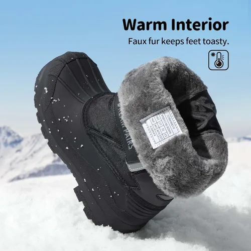 Vista 3 de DREAM PAIRS Botas de nieve de invierno impermeables de media pantorrilla para niños y niñas