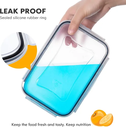 Vista 3 de 34 recipientes de almacenamiento de alimentos con tapas herméticas (17 tapas y 17 recipientes), aptos para microondas y lavavajillas, recipientes