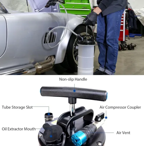 Vista 5 de RQG Extractor de líquido automotriz de 6.5L, bomba extractora de aceite neumática/manual, Extractor de bomba de vacío de aceite para cambio
