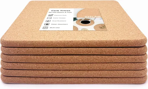 Vista 9 de Salvamanteles de corcho, salvamanteles de corcho grueso de partículas finas de alta densidad para platos calientes, posavasos de corcho resistente