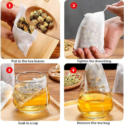 Vista 3 de 400 bolsas de té desechables para té de hojas sueltas, bolsas de filtro de té con cuchara de té gratis para té de hojas sueltas, bolsitas infusoras