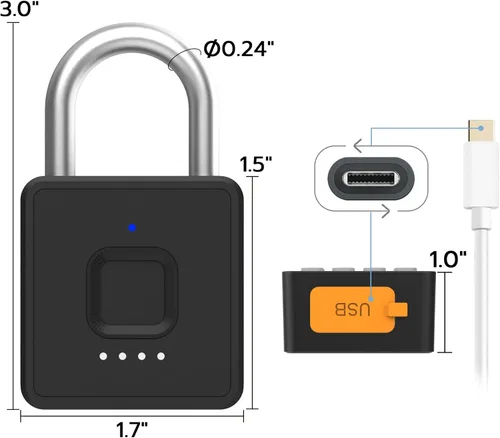 Vista 6 de Candado de bloqueo de combinación eLinkSmart Gym Locker con botón de 9 dígitos, contraseña de huellas dactilares, aplicación, desbloqueo biométrico