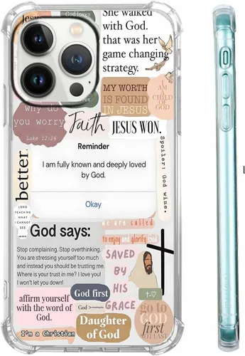 Vista 65 de Cubierta de Teléfono con Versículos de la Biblia y Citas Cristianas de Jesús en Collage, Funda Protectora Suave de TPU de Moda para iPhone 16 Pro, #1