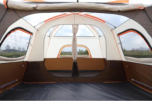 Vista 8 de KTT Extra Large Tent 12 Person,Family Cabin Tents,2 Rooms,3 Doors and 3 Windows with Mesh,Straight Wall,Waterproof,Double Layer,Big Tents for