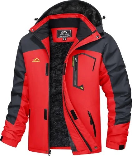 Vista 19 de MAGCOMSEN - Abrigos de invierno para hombre, chaqueta impermeable para esquí y nieve, chaqueta abrigada de forro polar, parka con capucha