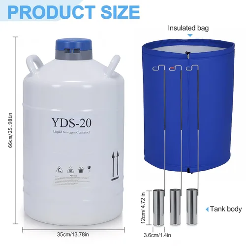 Vista 7 de Generic 20L LN2 Tank Aluminum Alloy Dewar with 3 Canisters & Carry Bag Liquid Storage Dewar Vessel for Beauty Industry Semen Preservation