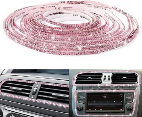 Vista 6 de Bling Accesorios para Coche Autoadhesivos 11m, Accesorios de Coche con Diamantes de Imitación para Mujeres, Decoración Interior y Exterior de Coche