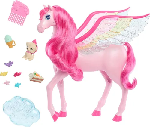 Vista 3 de Barbie Mattel Fairytale A Touch of Magic Pink Pegasus with Puppy